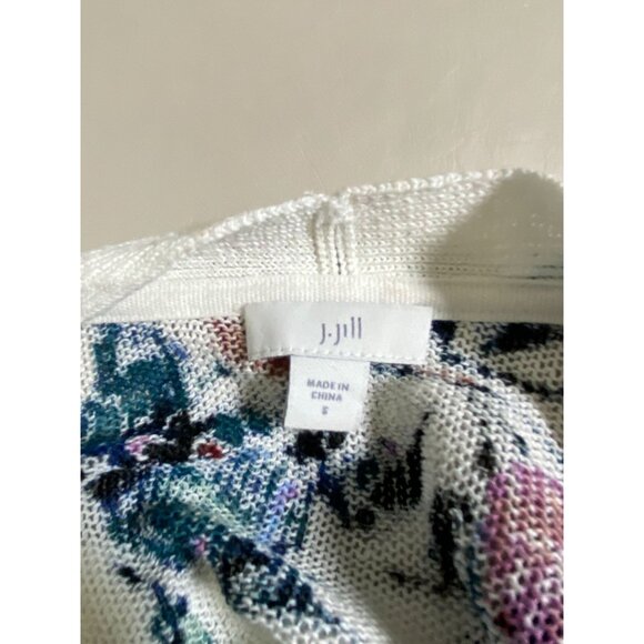 J. Jill Floral Open Front Linen Blend Cardigan Women Size Small Lightweight - Picture 11 of 16